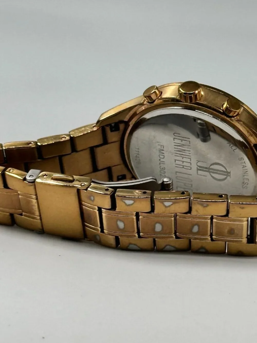 Jennifer Lopez Watch Women Rose Gold Tone Chronograph Date New Battery 6.75